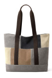 Color Block Canvas Tote Bag MOQ 3pcs