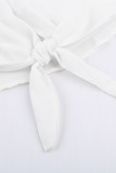 White Forever Tonight Button Tie Top