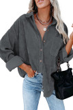 Corduroy Button Down Pocketed Shacket Shirt Women UNISHE Wholesale