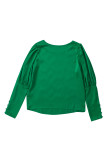 Green Satin Cuffed Sleeve Shirt