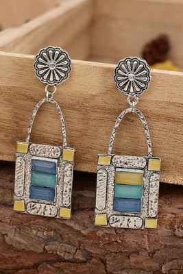 Geometric Colorful Stone Earrings MOQ 5pcs