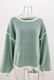 Plain Loose Fit Patchwork Knitting Sweater