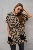 Leopard Print Pocketed T-shirt Mini Dress