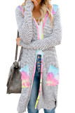 Tie-dye Patchwork Long Striped Cardigan with Pockets