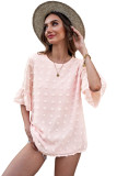Pink Swiss Dot Tie Blouse