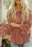 Orange Off Shoulder Crochet Hem Top