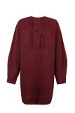 Criss Cross Ribbon Knit Sweater Dress