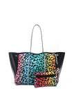Striped Neoprene Tote Bag with Purse Unishe Wholesale MOQ 3PCS