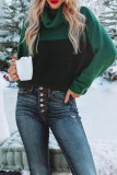 Turtle Neck Color Block Knit Sweaters