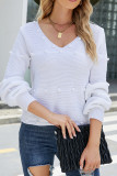 Plain U Neck Cute Cord Ball Sew In Knit Sweaters