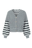 Stripe in Stripe Open Button Short Sweater Cardigans