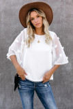 White Crew Neck Kimono Sleeve Knit Top
