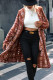 Geometric Print Open Button Long Length Hooded Coat