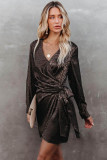 Embossed Leopard Wrap Dress with Tie