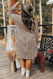 Plus Size Leopard Long Sleeve Midi Dress