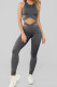 Gray Crisscross Sports Bra and Leggings Set