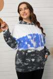 Blue Gradient Colorblock Pullover Plus Size Hoodie