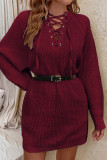 Criss Cross Ribbon Knit Sweater Dress