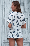 White Feather Print Short Sleeve Tee