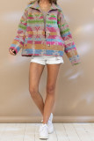 Lapel Button Up Aztec Jacket Coat