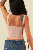 Pink Seamless Ribbed V Neck Sleeveless Crop Top