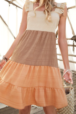 Square Collar Color Blocking Loose Dress Unishe Wholesale