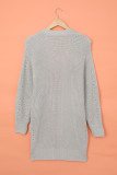 Drop Sleeve Cable Knit Cardigan with Slits