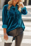 Solid Velvet Single-breasted Front Pocket Shirt Unishe Wholesale