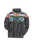 Aztec Print Atop Charcoal Pullover Sweatshirt