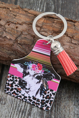 Western Print Tassel PU Keychain MOQ 5pcs
