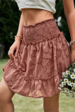 Pink Applique Smocked Frill Trim Mini Skirt