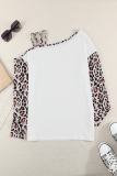 Leopard Splicing Cut Out One Shoulder Blouse