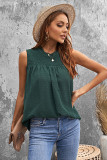 Green Swiss Dot Smocked Crew Neck Tank