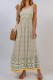Apricot Floral Print Smocked Back Sleeveless Maxi Dress