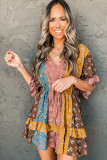 Ruffled Colorblock Floral Romper