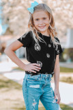 Black Dandelion Print Little Girl Tee