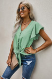 Green Forever Tonight Button Tie Top