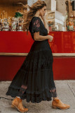 Black Luminous Dawn Lace Gown