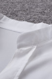 White V Neck Long Puff Sleeve Shirt