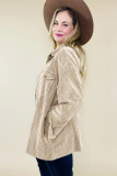 Khaki Plus Size Washed Cord Plaid Shirt