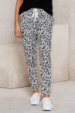 White Casual Skinny Leopard Print Pants