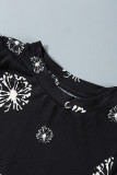Black Dandelion Print Little Girl Tee