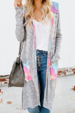 Tie-dye Patchwork Long Striped Cardigan with Pockets