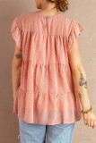 Pink Polka Dot Babydoll Style Flutter Sleeve Top