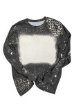 Black Retro Bleached Leopard Spot Pullover