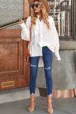 White Billowy Sleeves Pocketed Shirt