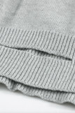 Gray Distressed Hemline Leopard Sleeve Plus Size Sweater