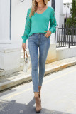 Crochet Lace Long Sleeves V Neck Knit Sweaters