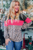 Leopard Color Block Leopard Patchwork Puff Sleeve Top