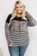 Leopard Stripes Patchwork Plus Size Top